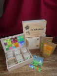 Coffret bois (mélisse, menthe verte, verveine, détente, purifiante, thym doux) (GAEC La Belle Plante)